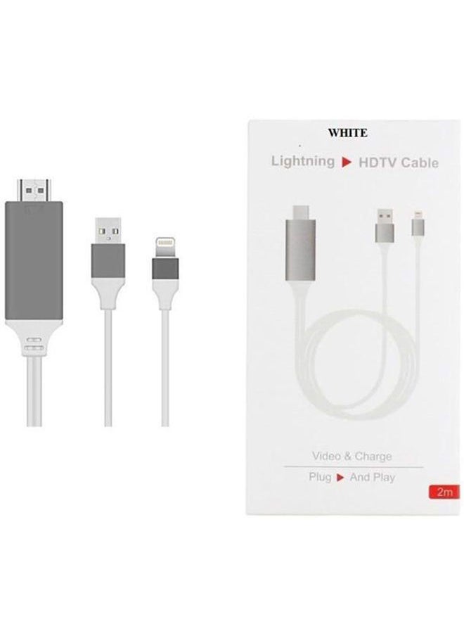NIBEMINENT - 2M Lightning To HDTV HDMI Digital AV Adapter White - Image 1