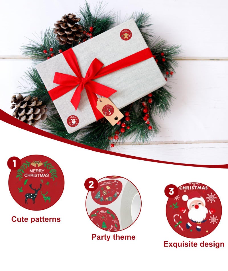 BharatBazaar Christmas Decoration Stickers, Santa Stickers for Holiday Crafts, Gift Wrapping, Wall Decorations, Attractive Vinyl Stickers for Kids, 1000 Adhesive Labels in 2 Rolls - Image 2