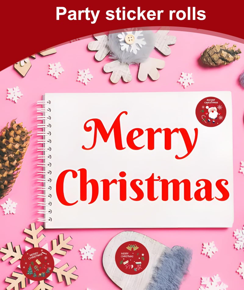 BharatBazaar Christmas Decoration Stickers, Santa Stickers for Holiday Crafts, Gift Wrapping, Wall Decorations, Attractive Vinyl Stickers for Kids, 1000 Adhesive Labels in 2 Rolls - Image 3