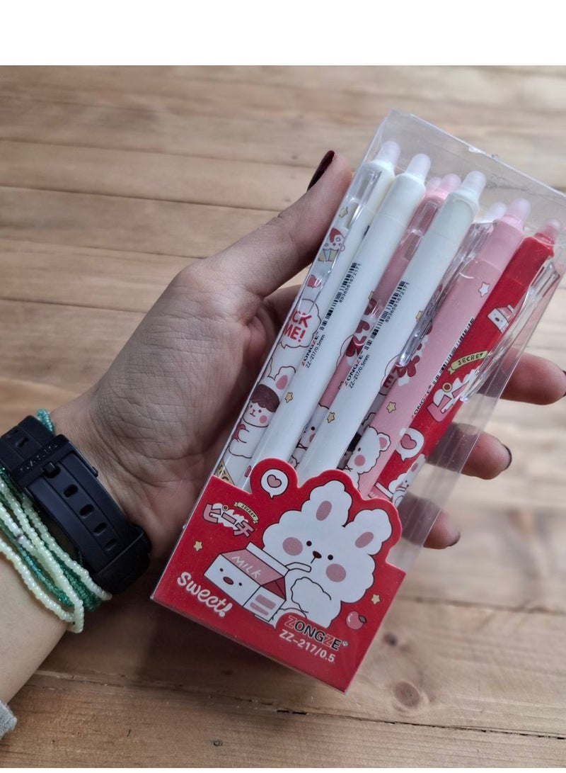 Cartoon Shapes Zippered Ballpoint Pen with Rubber Band, Pack of 12 Pens - Image 3