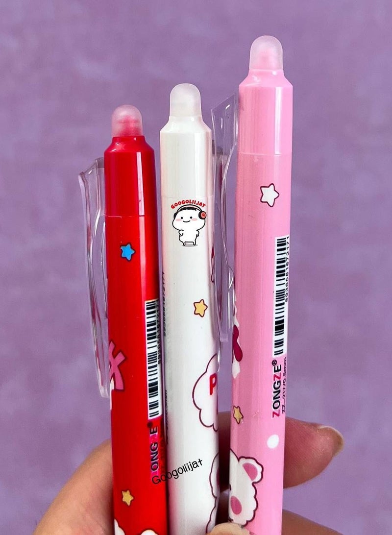 Cartoon Shapes Zippered Ballpoint Pen with Rubber Band, Pack of 12 Pens - Image 4