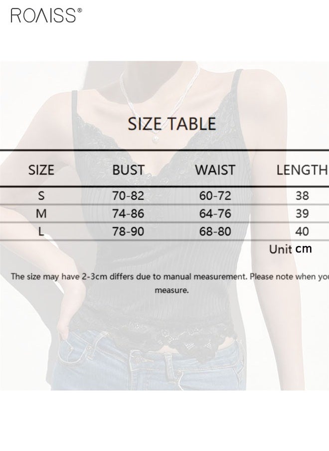 Women's Fashion Knitted Lace Panel V-Neck Thin Shoulder Strap Vest Elastic Tight Sleeveless Top - pzsku/Z6CC6B87B6CCE9ACAB1BCZ/45/_/1721986805/4cdc05b7-9ba5-4b14-8478-4063e20c08b7