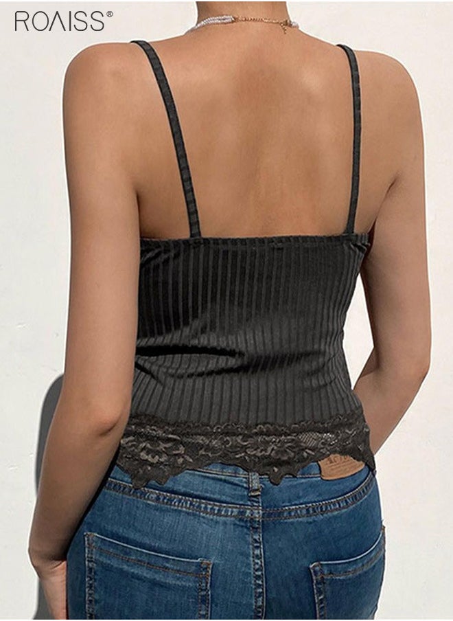 Women's Fashion Knitted Lace Panel V-Neck Thin Shoulder Strap Vest Elastic Tight Sleeveless Top - pzsku/Z6CC6B87B6CCE9ACAB1BCZ/45/_/1721986899/258b69c6-99f1-434b-9243-d23ad1bb3105