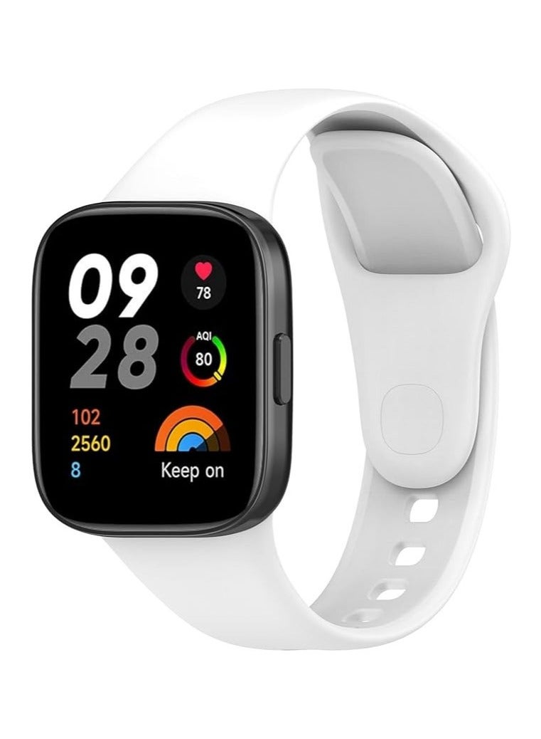 Strap Watch Silicone Compatible With Xiaomi Mi Watch 3 Lite/3 Active Sport Silicone Watch Band Wrist Strap,Bracelet Wristband Wrist Strap (White) - Image 1