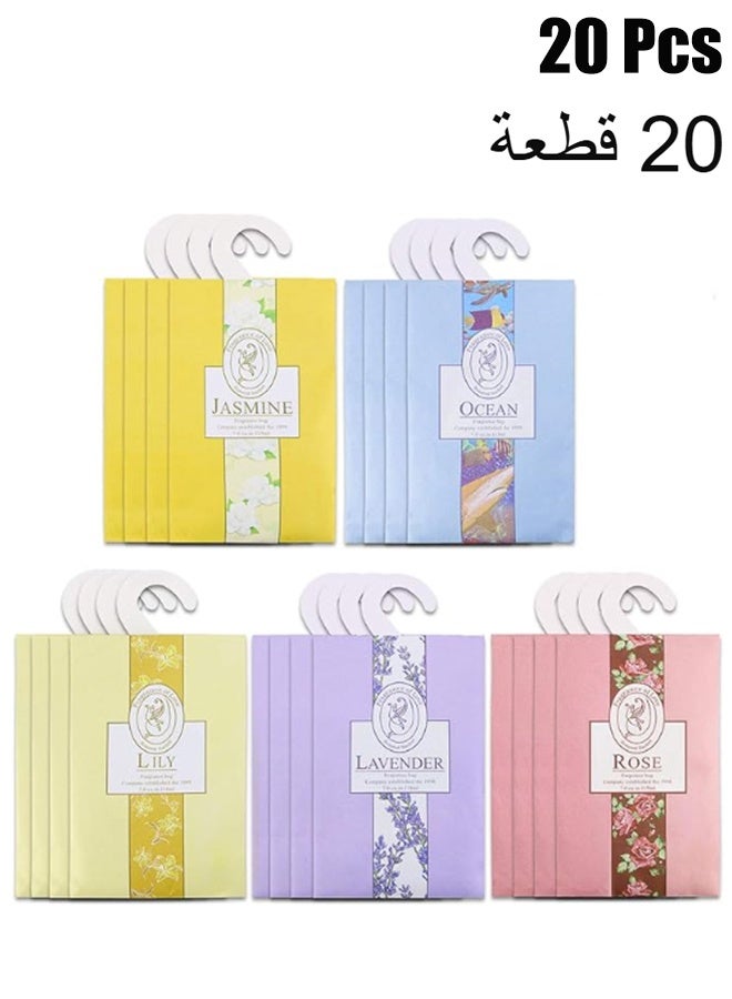 Happy D 20 Packs Air Freshner Deodorize Scented Sachets with Hanging Hook Natural Scented Bags,Closet Air Freshener,Flower Scented Sachets Bags for Drawer and Closet,Fresh Scents Freshene - Image 1