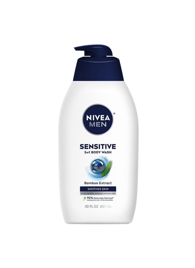 NIVEA MEN Sensitive Body Wash For Sensitive Skin With Bamboo Extract, 30 Fl Oz Bottle  - Image 1
