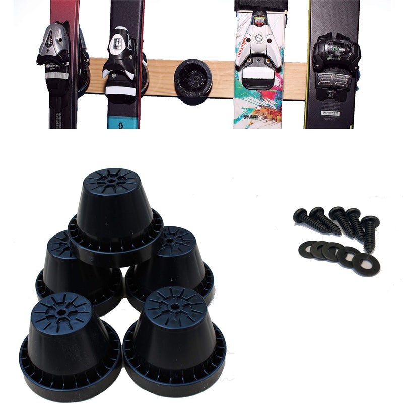 Totti Button Ski Hanger Button Ski Hanger 5-Pack, 5 Individual Fixtures To Safely Store 5 Pairs Of Alpine Skis Of Any Shape Or Size (Rockers, Carvers, Racers, Kids) To Make A Wall Or Floor Ski Storage Rack - Image 1