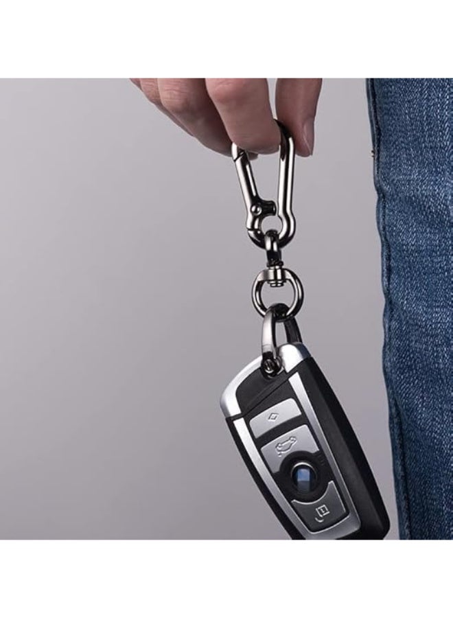 Heavy Duty Keychain Universal Zinc Alloy Car Key Holder,360 Degree Rotatable with Anti-Lost D-Ring Bright Silver - Image 2