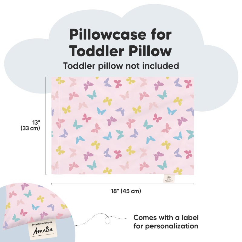 KeaBabies Toddler Pillowcase 13"x18" - Organic Cotton Toddler Pillowcase for Kids, Boys, Girls, Soft & Durable Cotton Cover for Miniature Sleepy Pillows, Cute Colors, Pillow Sold Separately (Flutter) - Image 2