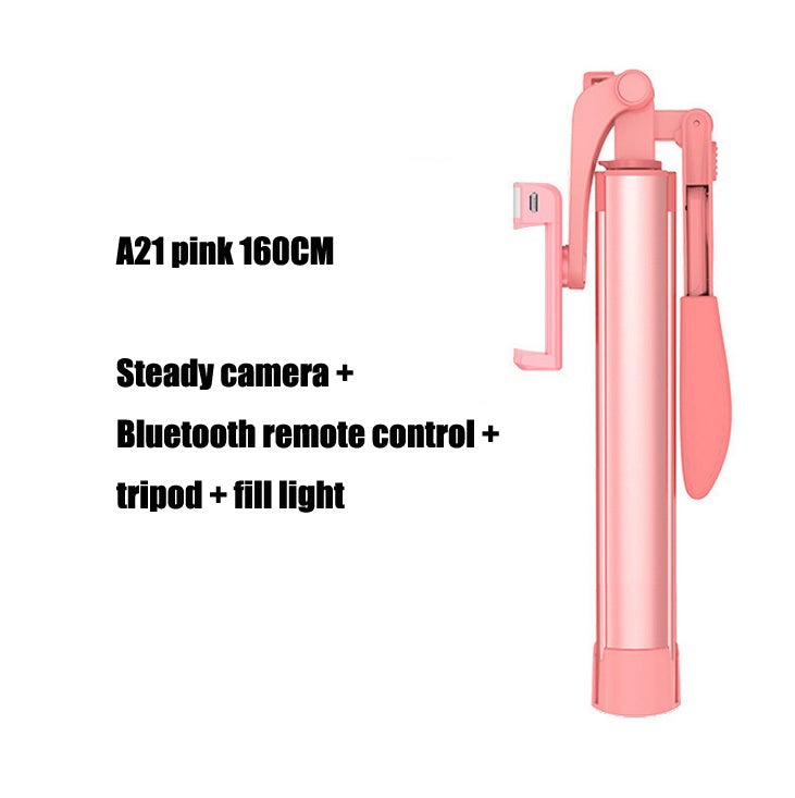 Generic (Unbranded) عصا سيلفي مثبت فيديو A21 مع حامل ثلاثي بلوتوث وإضاءة ملء لهواتف آيفون وشاومي وهواوي - 160 سم - Image 1