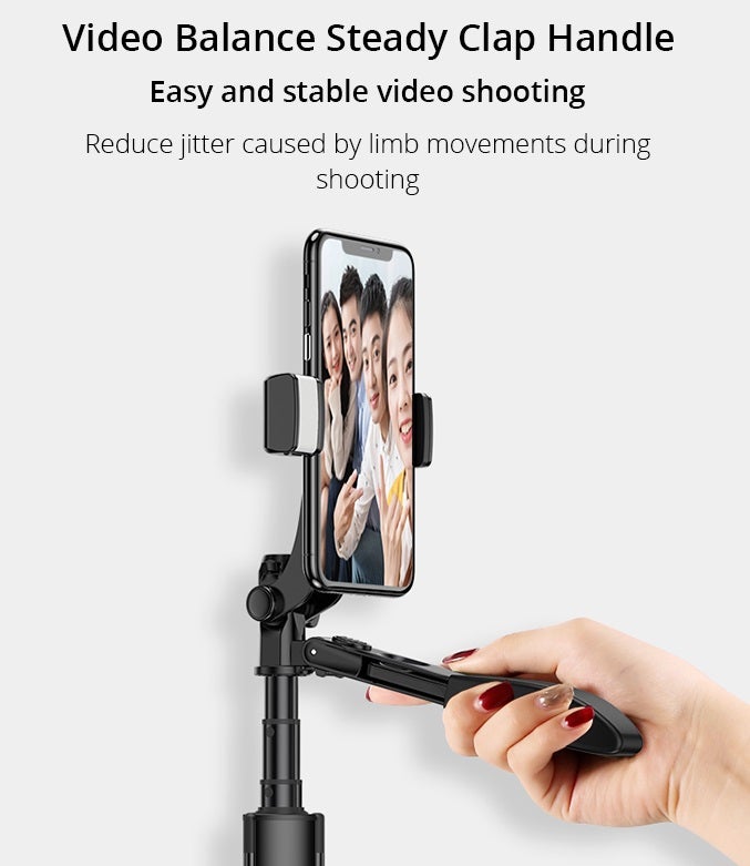 Generic (Unbranded) عصا سيلفي مثبت فيديو A21 مع حامل ثلاثي بلوتوث وإضاءة ملء لهواتف آيفون وشاومي وهواوي - 160 سم - Image 2