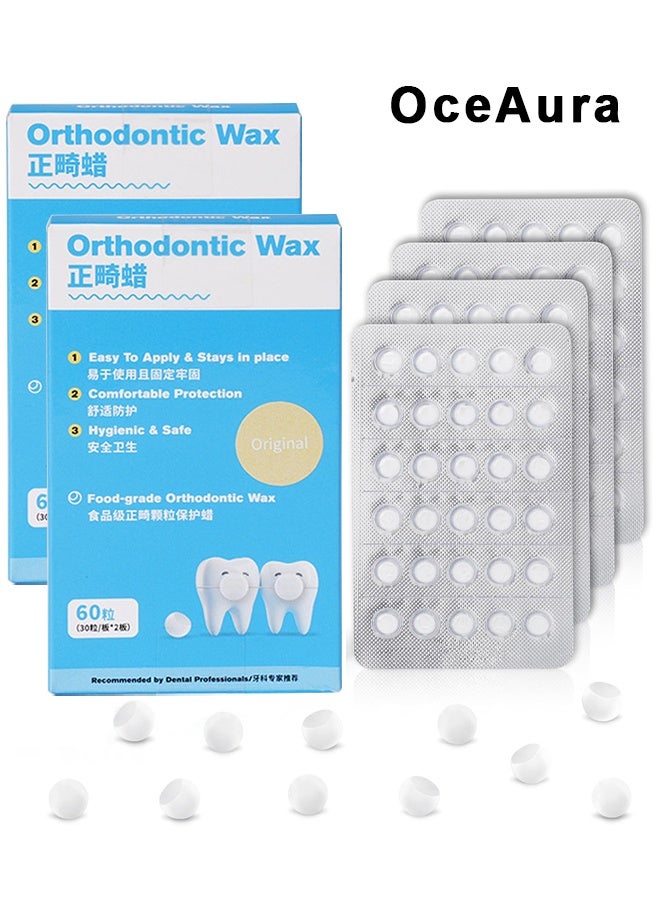 OceAura 120 Counts Orthodontic Wax For Braces Wax, Orthodontic Wax For Dental Wax, Easy To Mold Braces Wax, Easy Molding Long-Lasting Hold, Food-Grade Dental Wax Individually Sealed Packets, Portable And Easy To Tear - Image 1