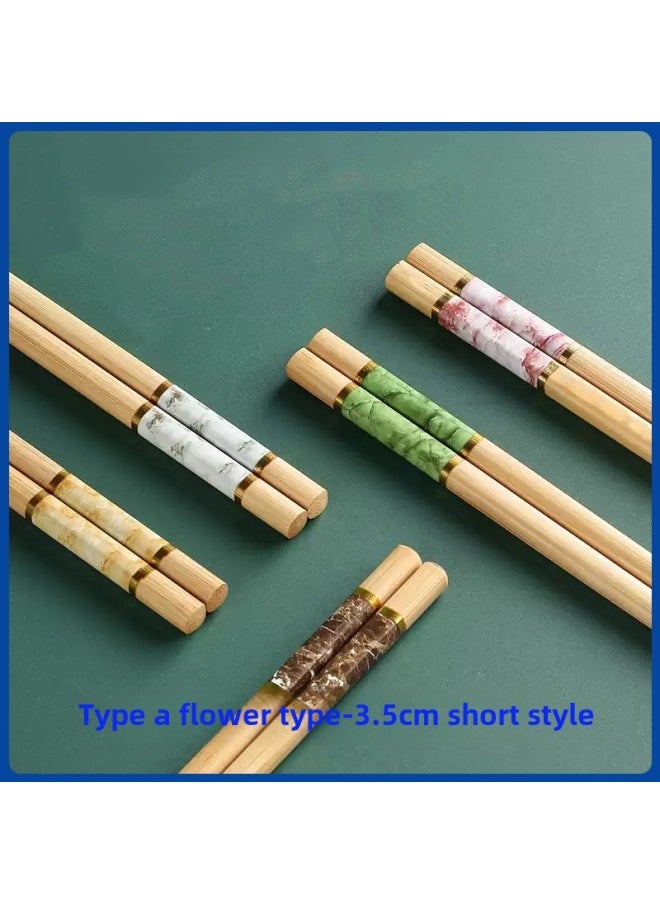 Generic - Paint-free Marble Printing Chopsticks Chopsticks Bamboo Chopsticks Household Bamboo Chopsticks 10 Pairs Of Five-color Chopsticks Manufacturers Special Chopsticks-Color:Marble 10 Pairs In Bags-short Style-Specifications:24x7.0x6.3 Joint (without Paint) - Image 1