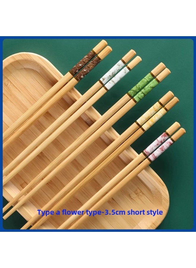 Generic - Paint-free Marble Printing Chopsticks Chopsticks Bamboo Chopsticks Household Bamboo Chopsticks 10 Pairs Of Five-color Chopsticks Manufacturers Special Chopsticks-Color:Marble 10 Pairs In Bags-short Style-Specifications:24x7.0x6.3 Joint (without Paint) - Image 1