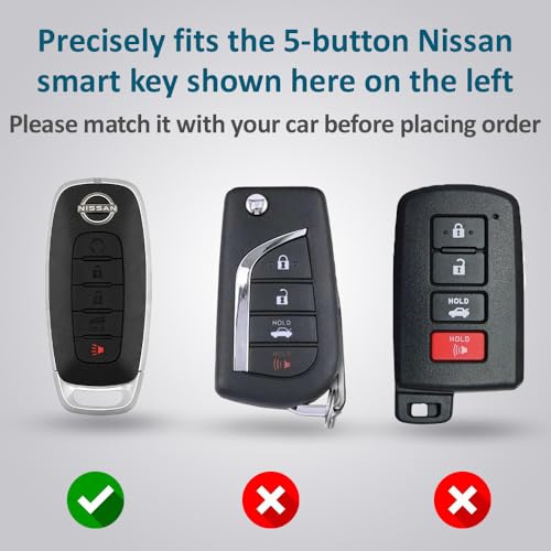 Autobase Silicone Key Fob Cover for 2023 2024 2025 Nissan Rogue Pathfinder Sentra | Rubber Remote Key Fob Protector Case with 5 Buttons - Black and Blue - 2 Pcs - Image 2