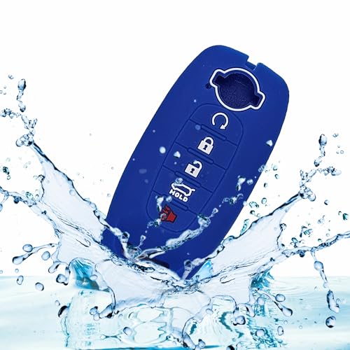 Autobase Silicone Key Fob Cover for 2023 2024 2025 Nissan Rogue Pathfinder Sentra | Rubber Remote Key Fob Protector Case with 5 Buttons - Black and Blue - 2 Pcs - Image 4