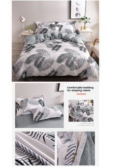 Bluejw Twin Size Bedding Set, Hotel Quality 4 Pcs Bedsheet Set With Bed Sheet 230x230cm, Quilt Duvet Cover 180x220cm And 2 Pcs Pillow Covers 48x74cm, Modern Design 4 Piece Bedding Set  - Image 3