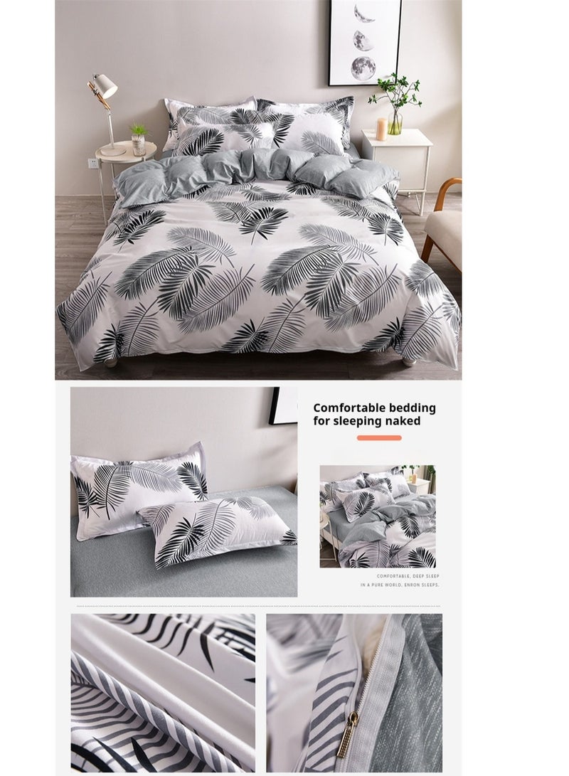Bluejw Twin Size Bedding Set, Hotel Quality 4 Pcs Bedsheet Set With Bed Sheet 230x230cm, Quilt Duvet Cover 180x220cm And 2 Pcs Pillow Covers 48x74cm, Modern Design 4 Piece Bedding Set  - Image 3