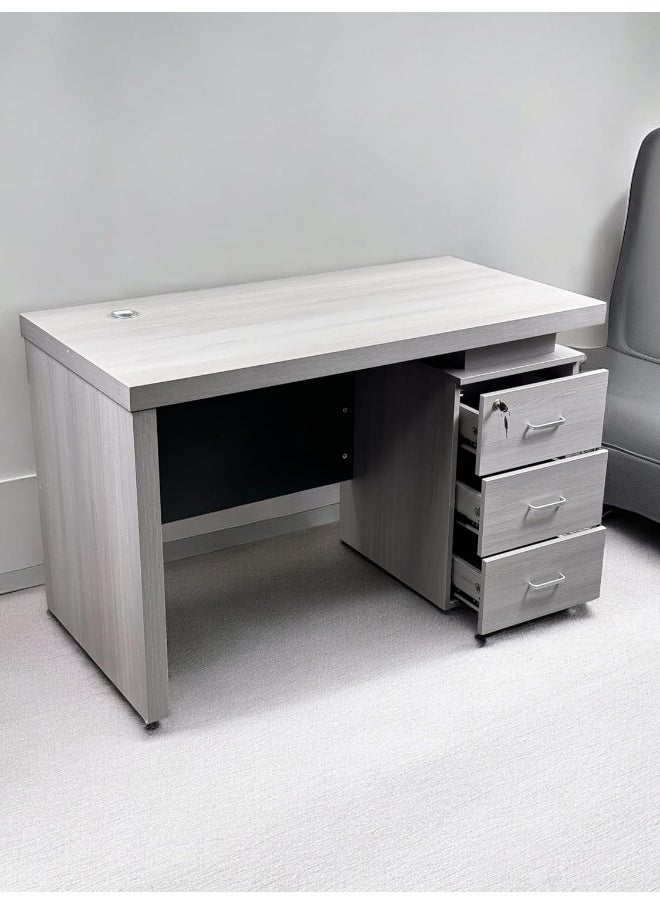 MAF furniture Hamilton Wooden Office Table With Drawers Gaming Desk Computer Study Table Book Storage 120Cm Gray  - Image 4