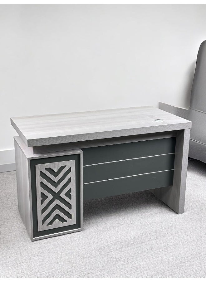 MAF furniture Hamilton Wooden Office Table With Drawers Gaming Desk Computer Study Table Book Storage 120Cm Gray  - Image 1