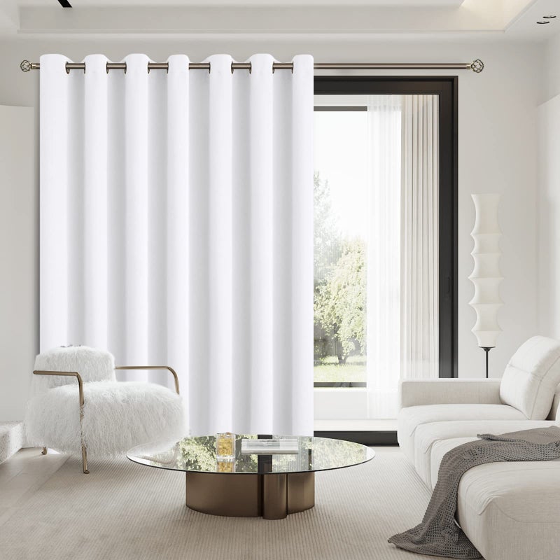 BGment Bression Fashion Sliding Door Square 100 × 84 بوصة عريضة غرفة غامق غرفة مقسم الستار ستائر تعتيم حرارية 1 لوحة أبيض نقي 84 - Image 2