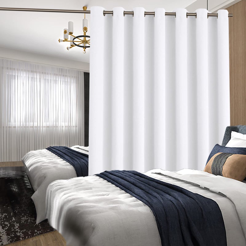 BGment Bression Fashion Sliding Door Square 100 × 84 بوصة عريضة غرفة غامق غرفة مقسم الستار ستائر تعتيم حرارية 1 لوحة أبيض نقي 84 - Image 3