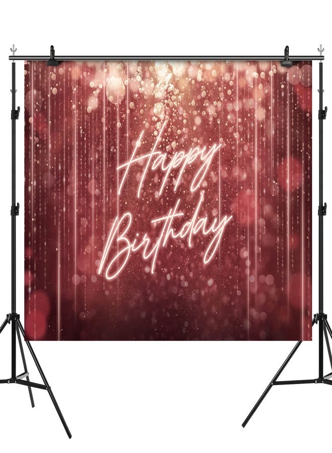 Rsuuinu Happy Birthday Backdrop for Women Bokeh Spots Rose Gold Burgundy Glitter Photo Background Women Girls 20th 30th 40th 50th 60th 70th Birthday Party Decorations Banner Photo Booth Props 7x5ft - Image 2