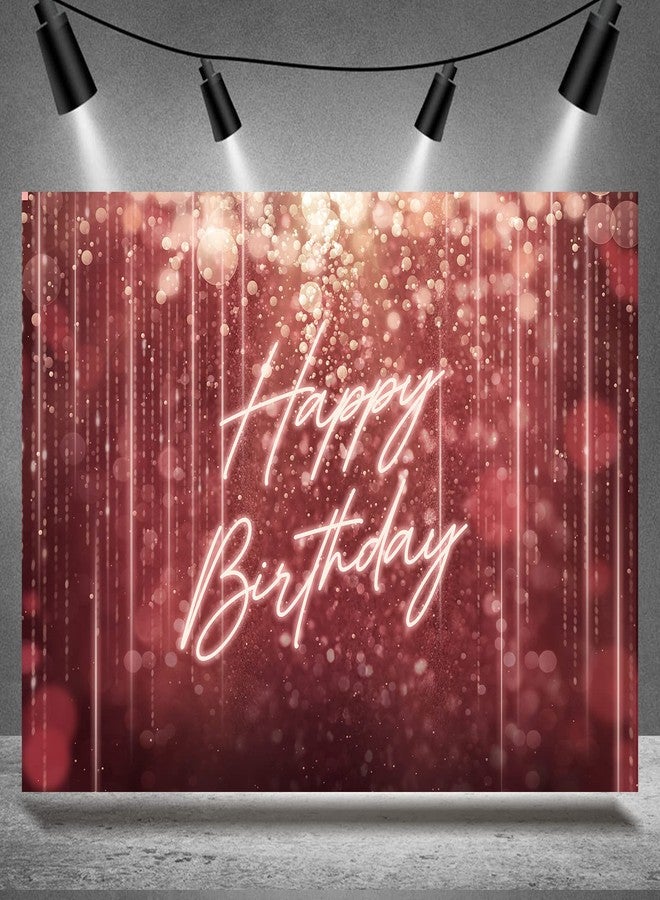Rsuuinu Happy Birthday Backdrop for Women Bokeh Spots Rose Gold Burgundy Glitter Photo Background Women Girls 20th 30th 40th 50th 60th 70th Birthday Party Decorations Banner Photo Booth Props 7x5ft - Image 1