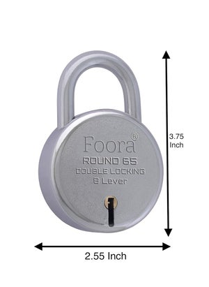 Foora Foora Round 65 Padlock with 5 KeysSteel Double Locking 8 Lever Silver Steel Lever 65mm Pack of 10  - Image 3
