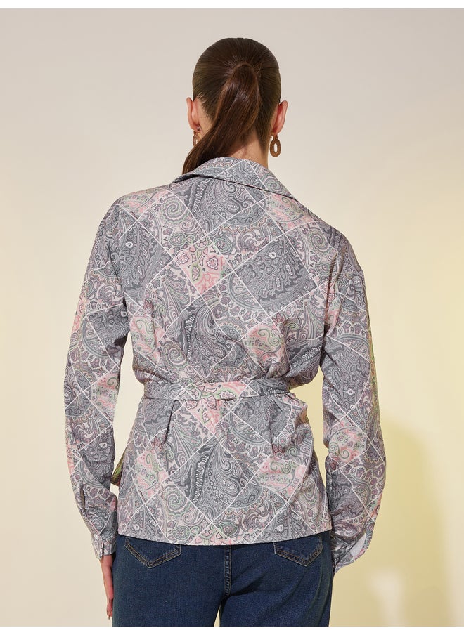 Take Two Take Two All-Over Print Long Sleeve Wrap Top  - Image 4