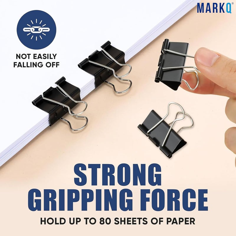 مارك مشابك أوراق معدنية باللون الأسود | مشابك قوية مقاومة للصدأ لتثبيت الأوراق والملفات، مثالية للمكتب والمنزل والمدرسة – مقاس كبير جدًا 51 ملم – عبوة من 12 مشبك - Image 5