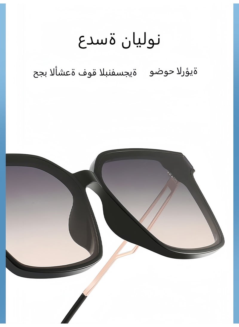 نظارات شمسية نسائية عصرية ذات إطار كبير خفيف، نظارة شمسية بحماية UV400، عدسة نايلون عالية الوضوح، مناسبة للتسوق الترفيهي، السفر إلى الشاطئ والأنشطة الخارجية - Image 3