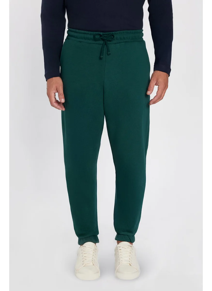 Tudors Unisex Relax Fit Relaxed Cut Raised 3 Pocket Elastic Jogger Leg Green Sweatpants