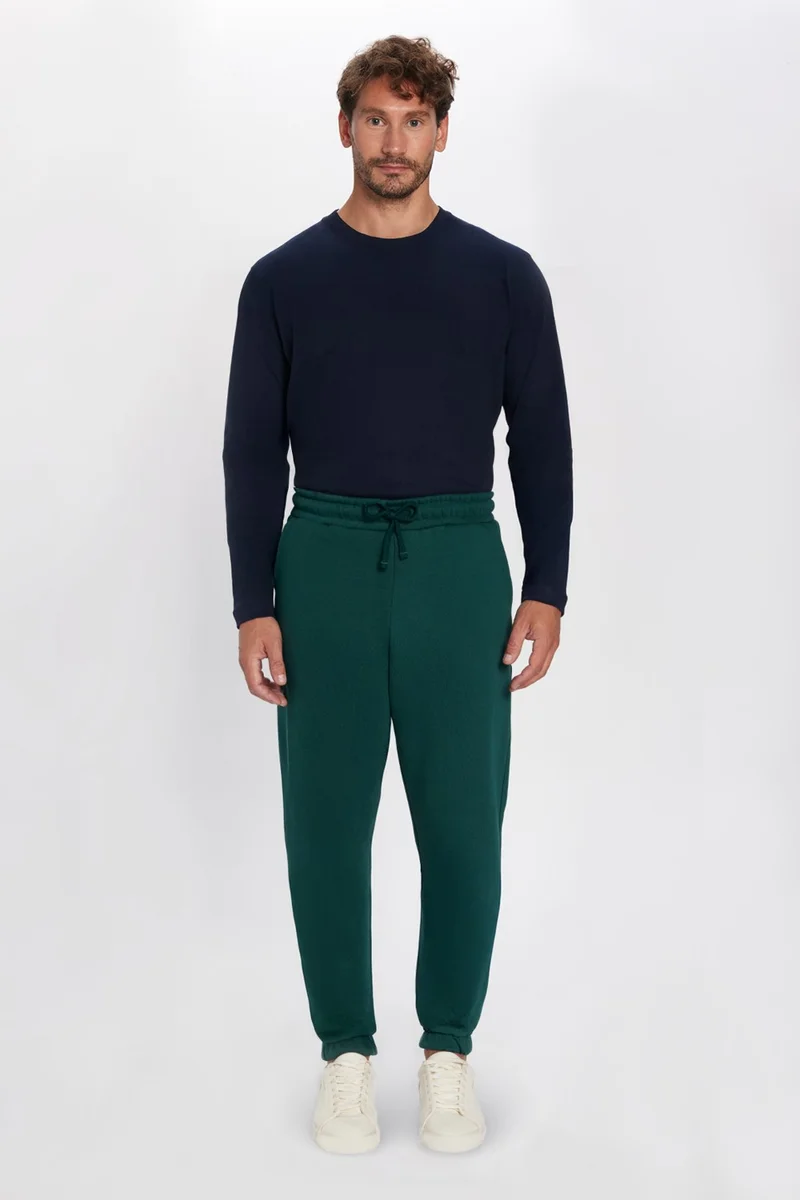 Tudors Unisex Relax Fit Relaxed Cut Raised 3 Pocket Elastic Jogger Leg Green Sweatpants