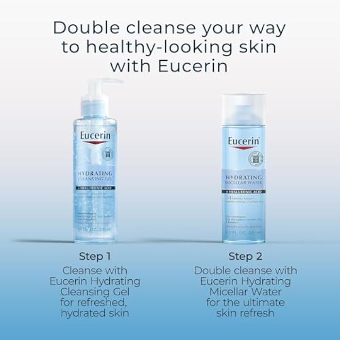 Eucerin Hydrating 3-in-1 Micellar Water, Formulated with Hyaluronic Acid, 6.8 Fl Oz Bottle - Image 4