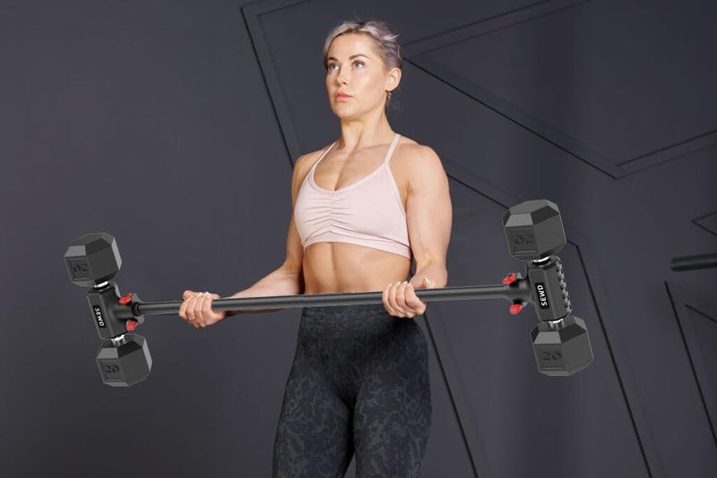 SEWD Dumbbell Converter by SEWD â€“ Turn Dumbbells into Barbell Set â€“ Adjustable Weights & Up to 220LB Capacity Barbell for Home Gym Full Body Workouts â€“ Red - Image 3