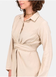 Clue Shirt Dress with Tie Belt  - Image 4