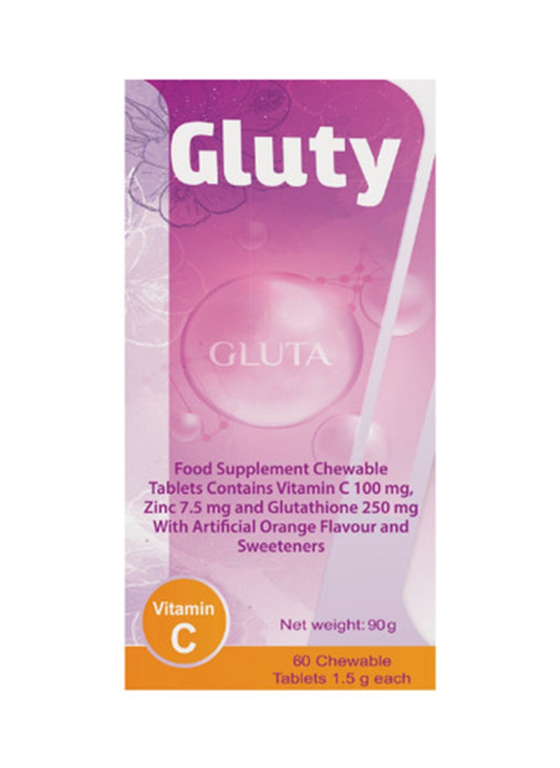 Noor AlQmar Gluty Skin Whitening & Anti-Aging Food Supplement with Glutathione 250 mg, Vitamin C 100 mg & Zinc 7.5 mg, Helps Brighten Skin, Reduce Dark Spots, Melasma & Acne Scars, Supports Antioxidant Protection & Hyperpigmentation Treatment, Orange-Flavored - 60 Chewable Tablets  - Image 4
