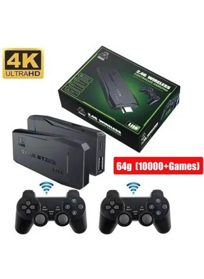 سيفينغ إيكوم وحدة تحكم ألعاب 4K HD وحدة تحكم ألعاب فيديو 2.4G وحدة تحكم لاسلكية مزدوجة، وحدة تحكم ألعاب تلفزيون كلاسيكية 64 جيجابايت ريترو 10000 عصا ألعاب - Image 1