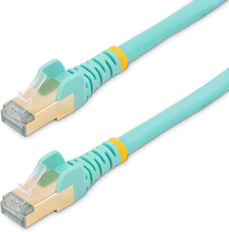 ستار تك كابل إيثرنت .com بطول 1 متر من الفئة CAT6a - كابل توصيل RJ45 محمي بدون عوائق بقدرة 10 جيجابت وطاقة PoE بقدرة 100 واط - كابل شبكة STP من الفئة 6a بقدرة 10GbE مع تخفيف الإجهاد - أزرق مائي، معتمد من Fluke وUL/TIA (6ASPAT1MAQ) - Image 1