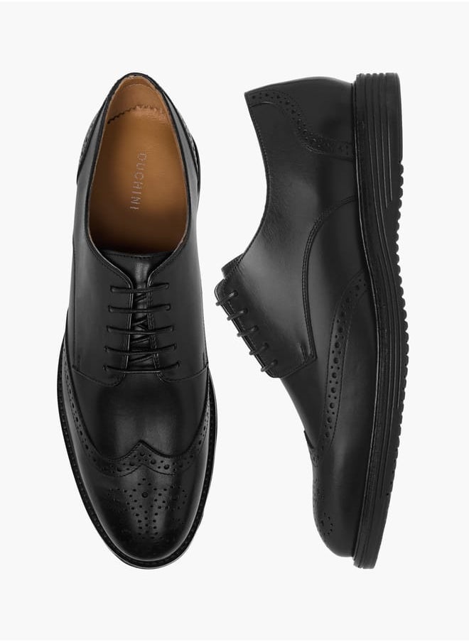 DUCHINI Mens Perforated Lace-Up Derby Shoes  - Image 2