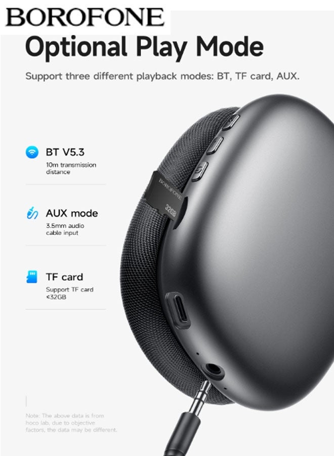 BOROFONE Bluetooth and Wired Connection Dual-Mode Headset Gaming Bluetooth Headset Enhanced Battery Life Edition Music Headphones Retractable Design Bluetooth 5.4 Gaming Headset ANC Active Noise Cancellation Over-Ear Headphones (Orange) - Image 4