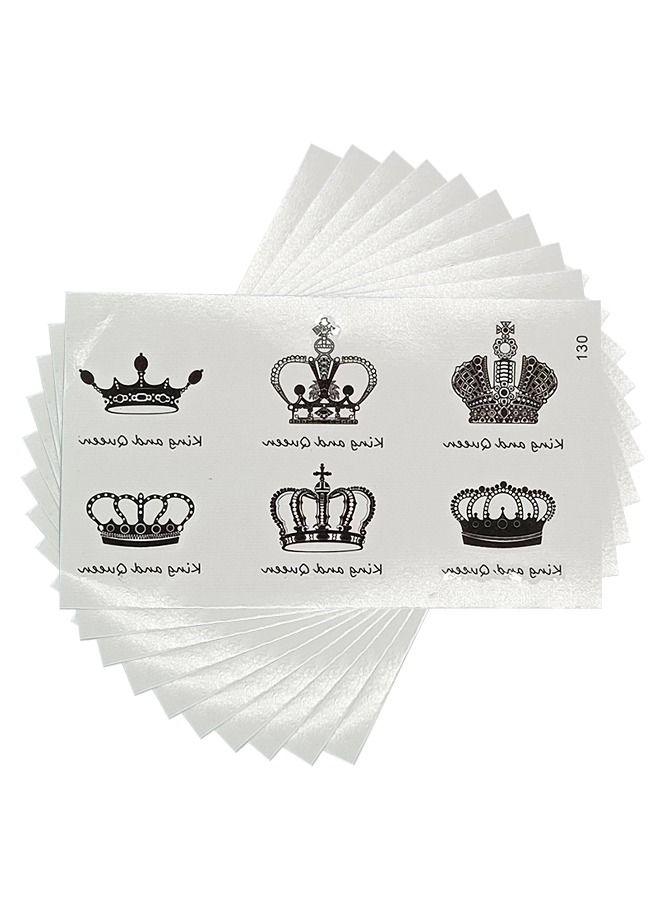 10 Pcs Crown Sticker,Personalized Crown Decal Stickers,Temporary Tattoo Stickers,Waterproof Fake Tattoos Body Art Arm Sketch Tattoo Stickers - Image 1