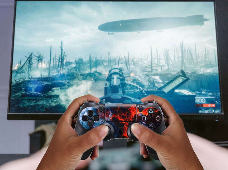 Oiokew Decal Skin for Ps4, Whole Body Vinyl Sticker Cover for PlayStation 4 Console and Controller (Include 4pcs Light Bar Stickers) (PS4, Magma) - Image 2