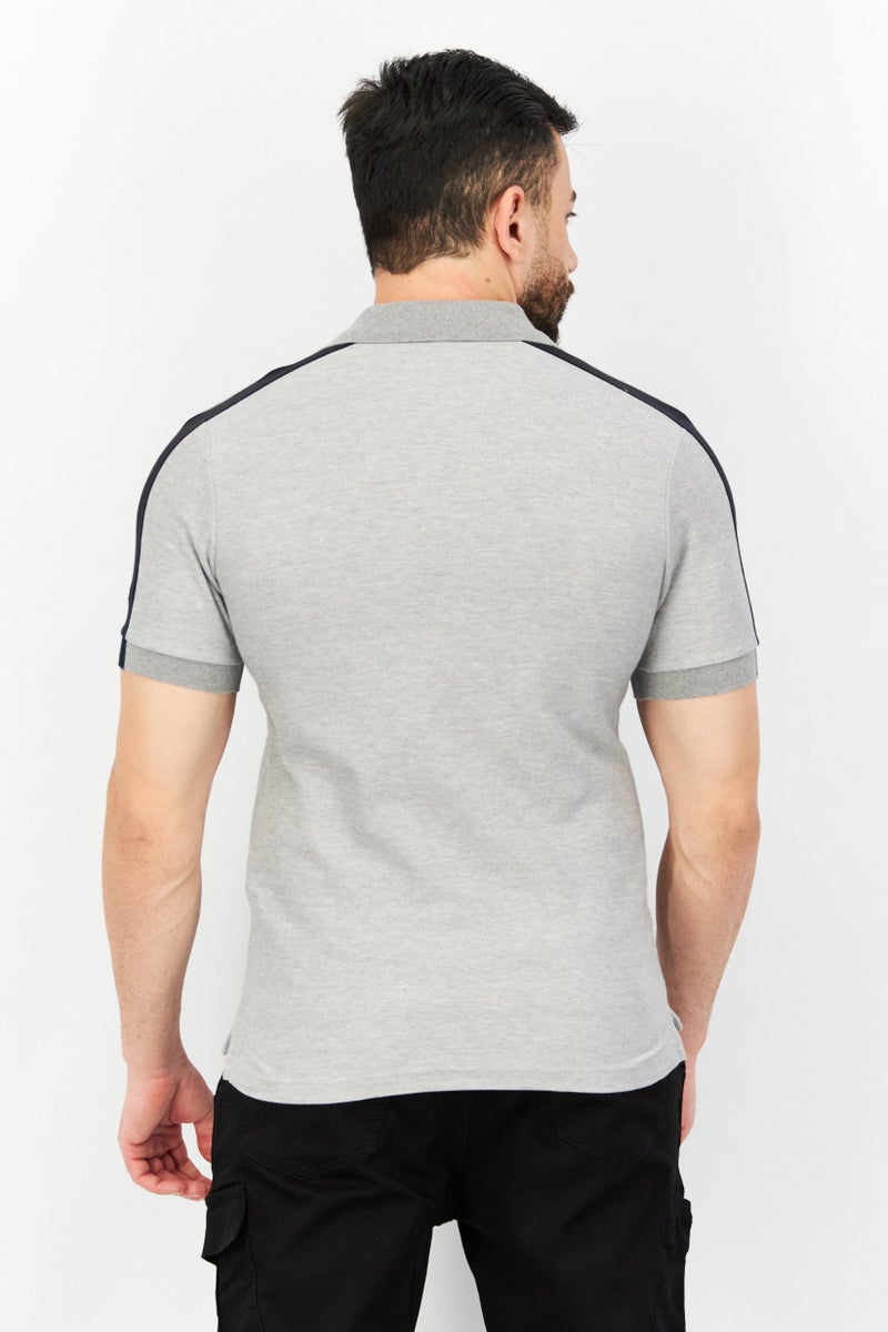 Aigle Men Regular Fit Heather Short Sleeve Polo Shirt, Grey/Black - Image 2