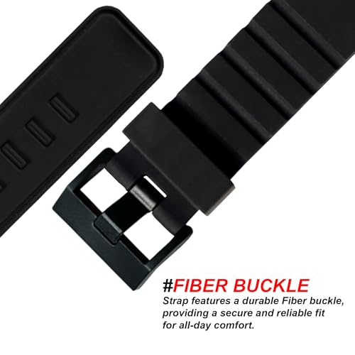 DBLACK ''SADIDA'' Premium Silicone Watch Strap, Boxy Line Design, Matte Finish Watch Belt // For 20mm, 22mm, 24mm, 26mm, 28mm, or 30mm Watch Band (Choose Your Size & Color) (28MM, Black) - Image 4