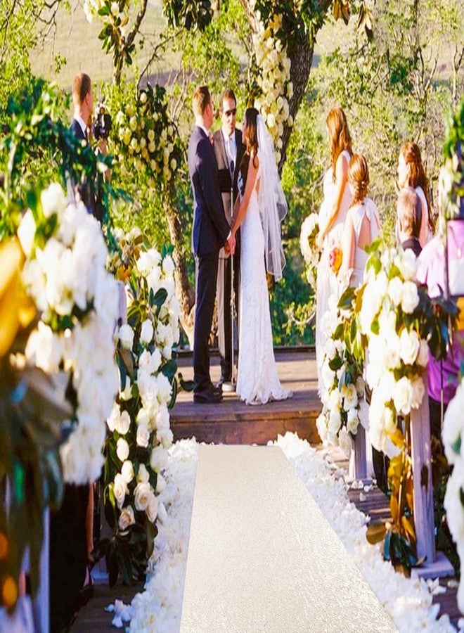 شيدياني سجادة ممر مزينة بالترتر من شيدياني، لون عاجي، مقاس 2 قدم × 15 قدم، لحفلات الزفاف - Image 4