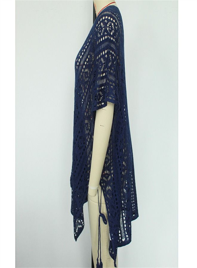 Loquat Solid Loose Beach Dress Navy Blue  - Image 1