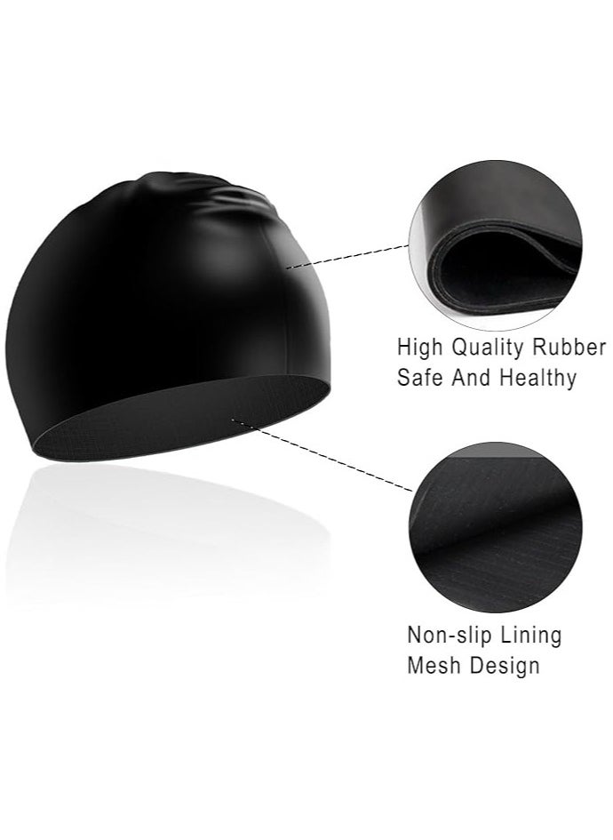 Generic Silicone Swim Cap for Man Women , Swimming Cap Waterproof for Long Hair, Training Comfortable Non-Slip Long Hair  - Image 4