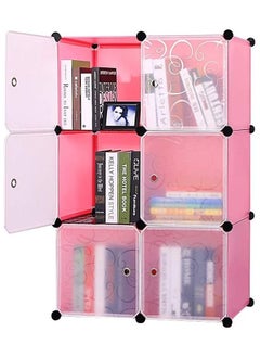 6 -Cube Plastic Shoe Storage Organizer Units, Stackable Shoe Organizing Rack, Closed Shoe Organizer Boxes Bins with Doors, Space Saving Shoe Storage Cabinet for Heels, Boots, Slippers